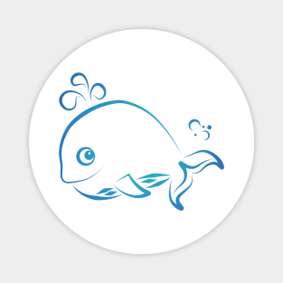 cute blue Whale doodle Magnet